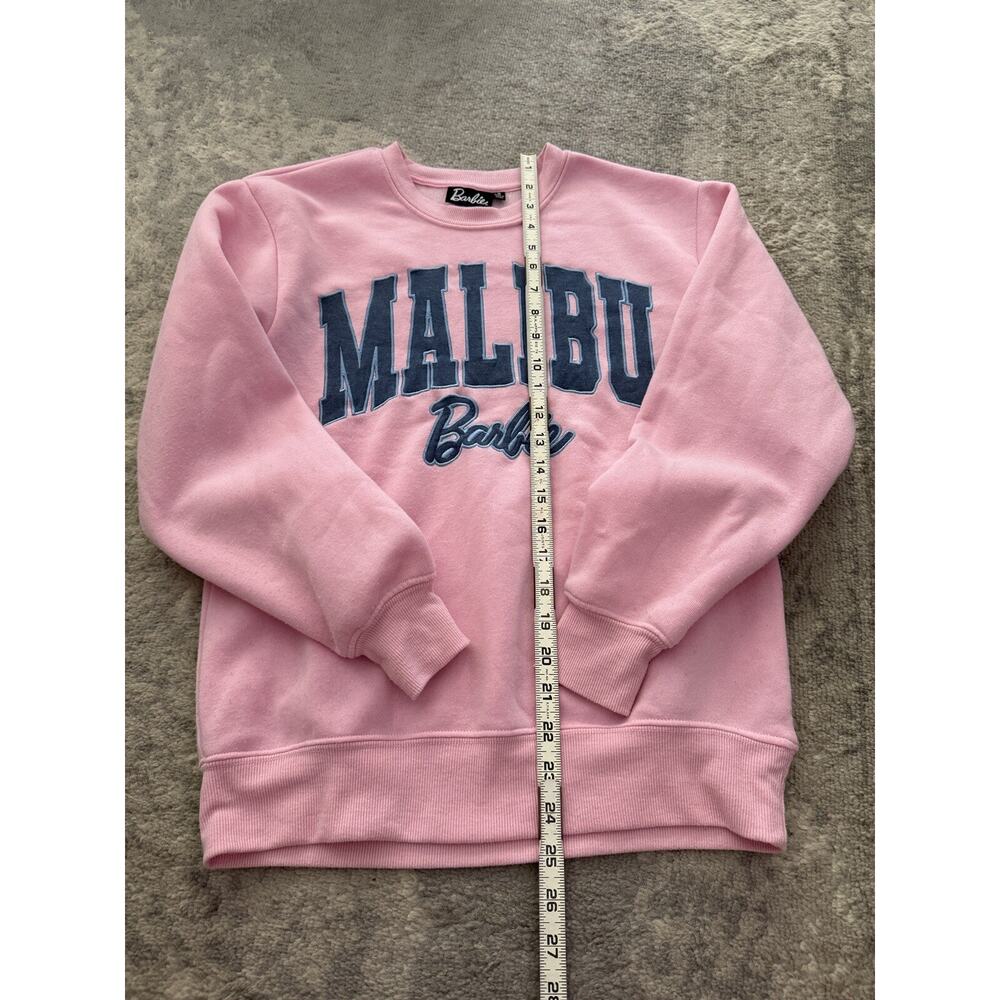 Pink Malibu Barbie Sweatshirt Blue Denim Logo Women’s Size S Oversized - Picture 7 of 9